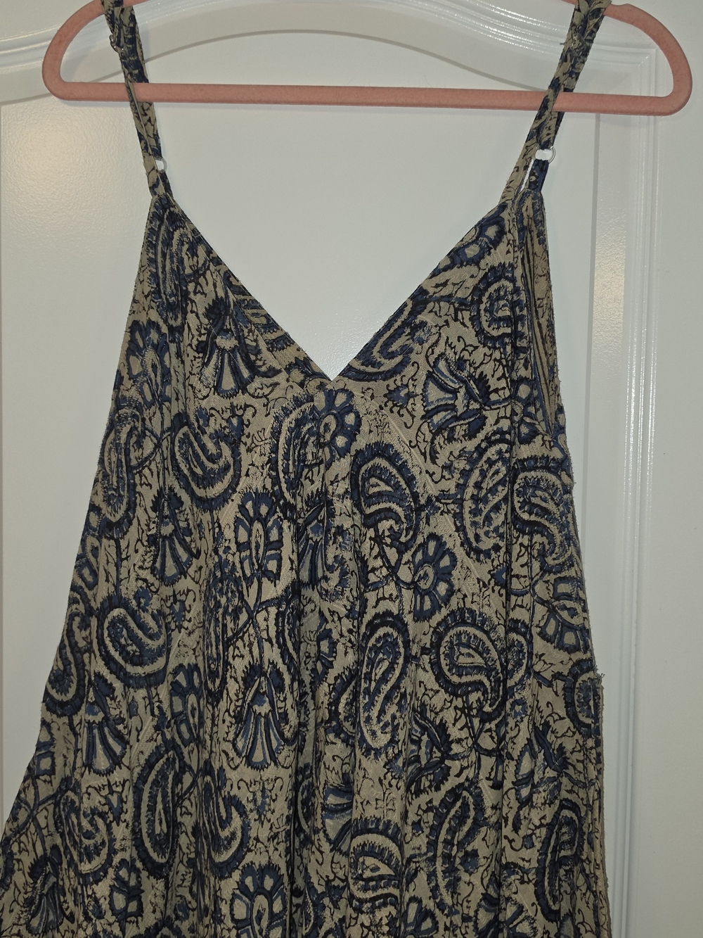 World Market blue and beige paisley print wideleg jumpsuit in a S/M